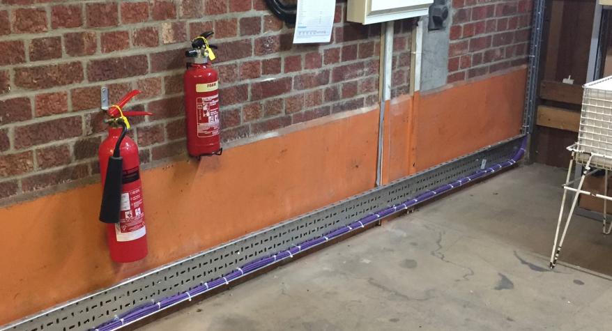 New data cabling in low level cable tray in a new office in Norwich