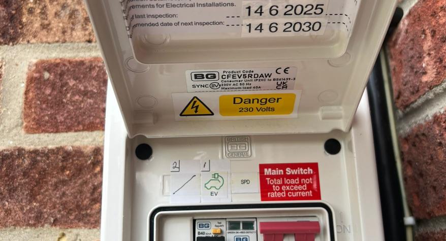 Wiring of new EV charging point in Norwich